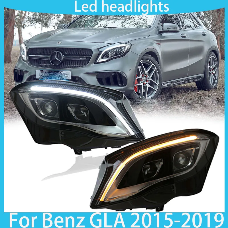 

Передняя фара для Benz GLA светодиодный, фары 2015-2019, фары ДХО, сигнал поворота, фары дальнего света, объектив проектора Angel Eye