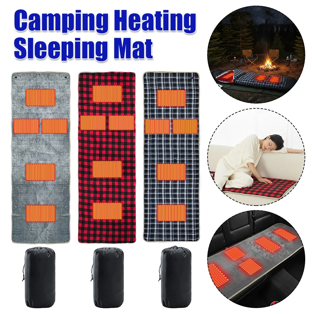 

Коврик для сна с USB-нагревом для кемпинга и 5 зонми нагрева, уличные электрические грелки, 3 регулируемые температуры для пешего туризма, пикника