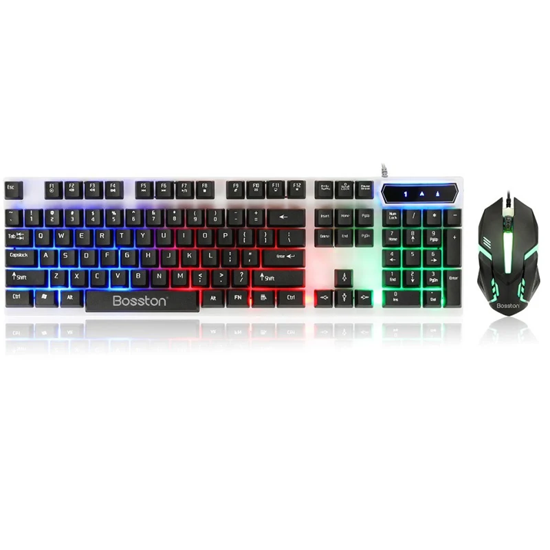 Teclado mecánico con cable de 1000 dpi, iluminación LED RGB y cable de 1,35 m, combos de ratón para jugador de juegos, PC, ordenador portátil de escritorio