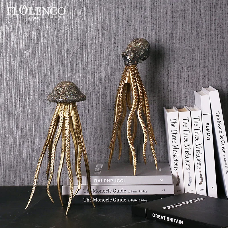 Modern Octopus Statue Resin Jellyfish Sculpture Marine Creature Ornament Aquatics Life Home Shelf Decor Office Handcraft