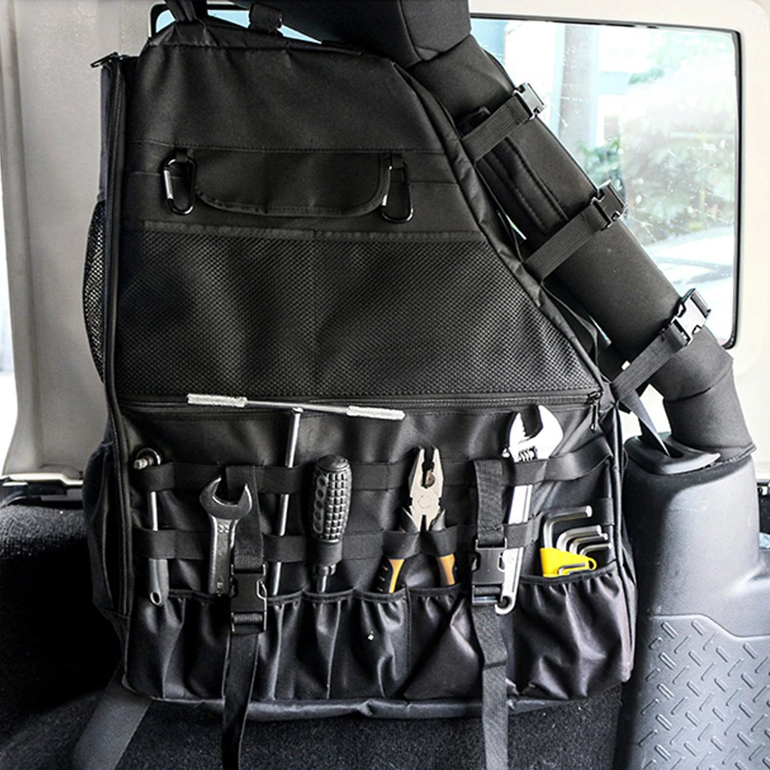Roll Bar Storage Bag Cage Cargo For Jeep Wrangler JK JKU JL 4-Door 2007-2019 Saddle Bag Multi-Pocket Organizers Tool Storage Bag