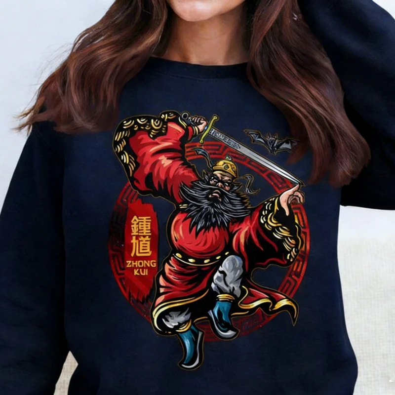 تشونغ كوي الطاوية الإله المطلية بالأشباح الآلهة الصينية الأساطير الدين الشعبي الصيني صورة تي شيرت مطبوع بلايز للجنسين