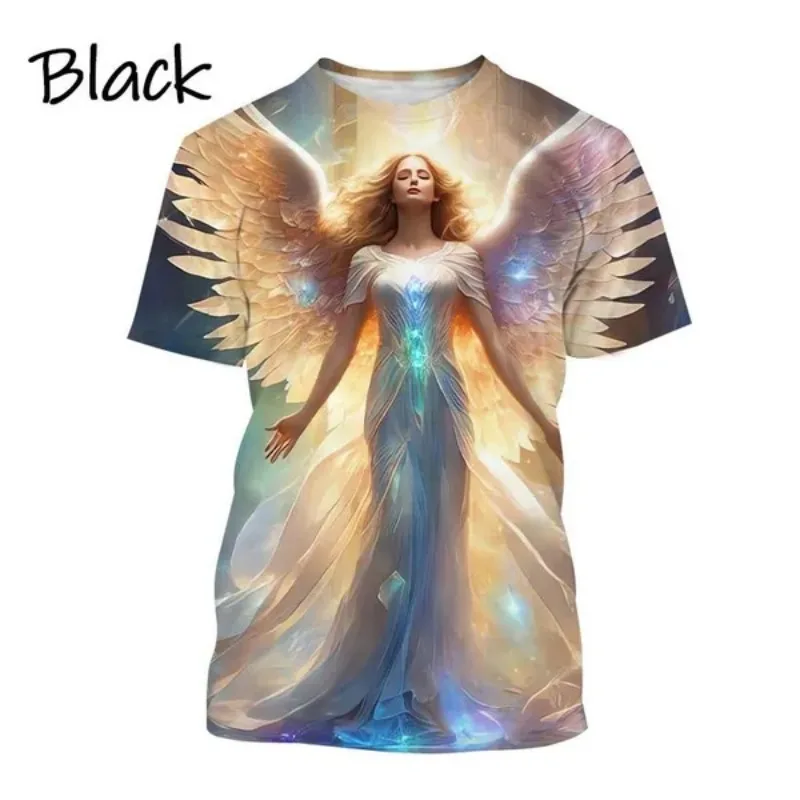 L\'ultima t-shirt Casual stampata in 3D per uomo e donna, Retro Cool Angel Street Style, bellissime ali Angel maniche corte