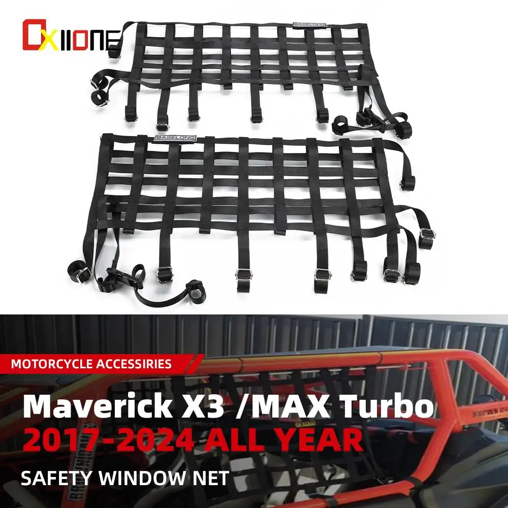 

UTV Accessories Safety Window Net For Can Am Maverick X3 Max All Year Maverick X3 XDS XRS XMR XRC Turbo R RR 2017 2018 2019-2023