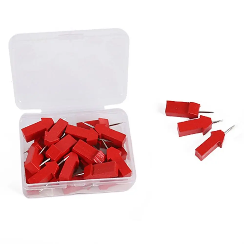 

Red Star/Red Arrow Shape Pushpins with Storage Box 40Pcs/ 25Pcs Thumbtack Nail Multi-Purpose Wood Thumbtack Office Supplies
