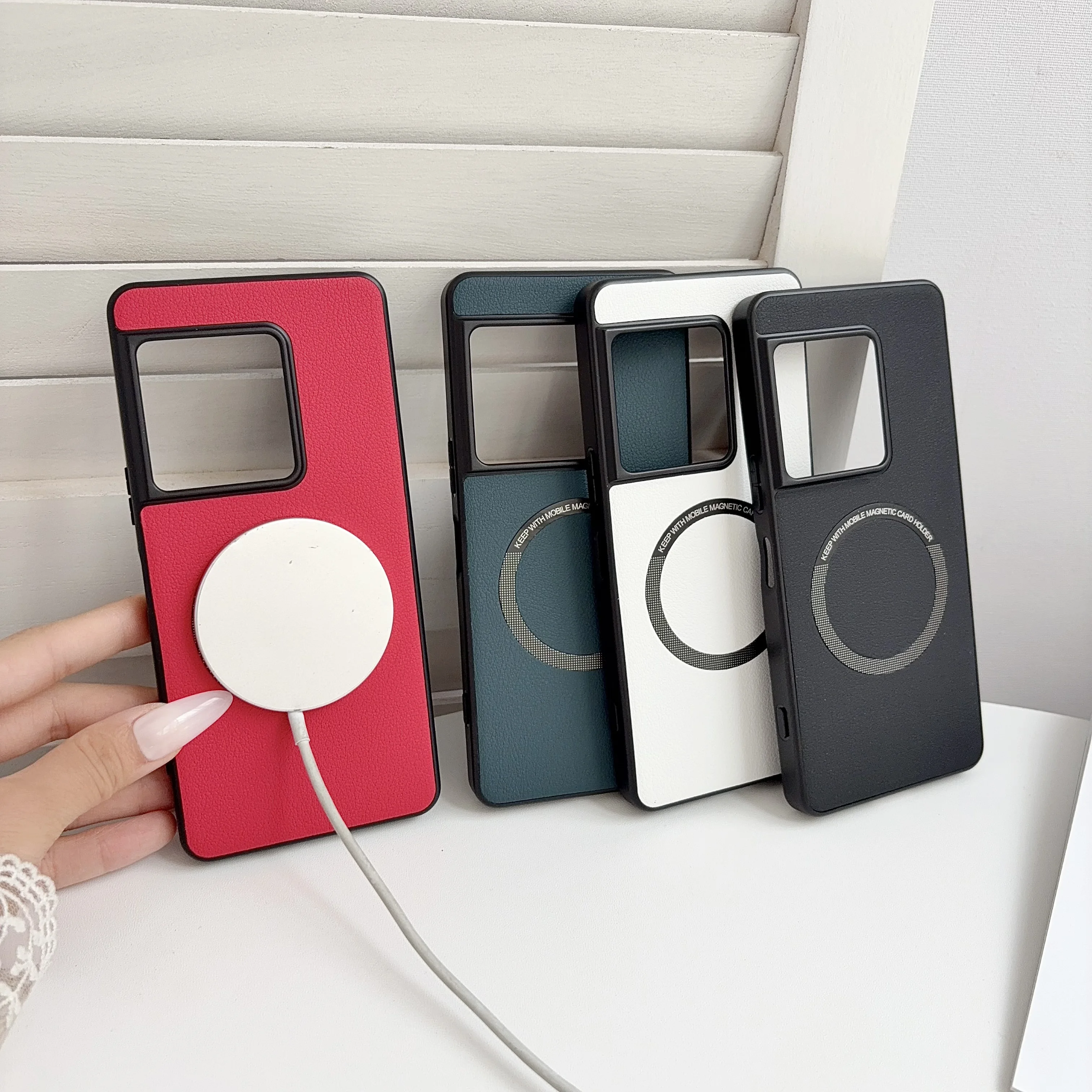 Funda para Sony Xperia 1 VIII, Funda Protectora de Cuero PU Magnética con Carga Inalámbrica Magsafe para Sony Xperia 1 VIII