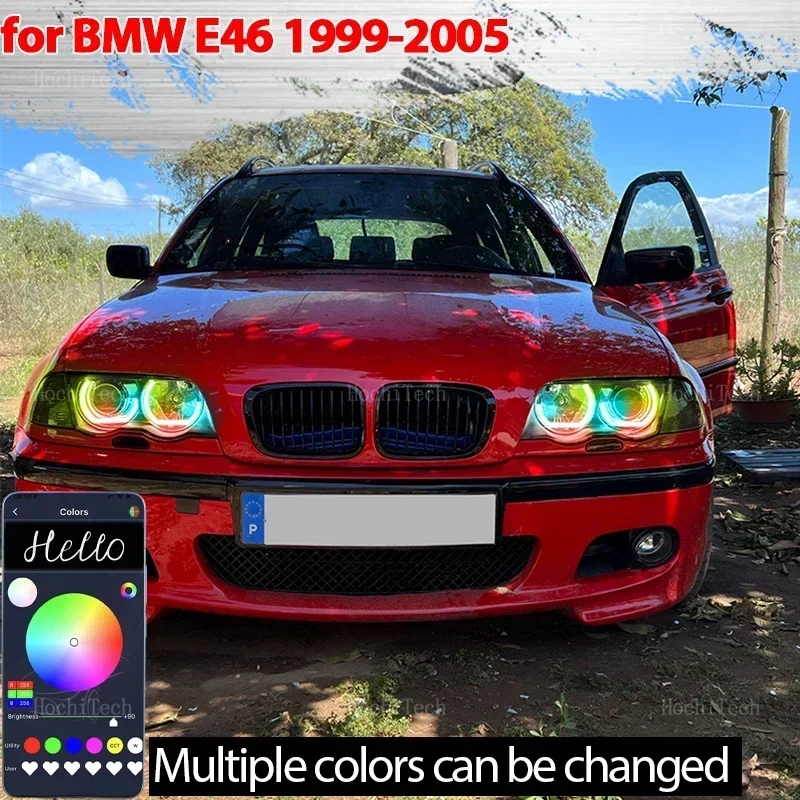 

For BMW E46 325i 325xi 330i 330xi with HID Headlights 1999-2005 Revolving Angel Eyes LED Sequential Flowing Multicolor Car Rings