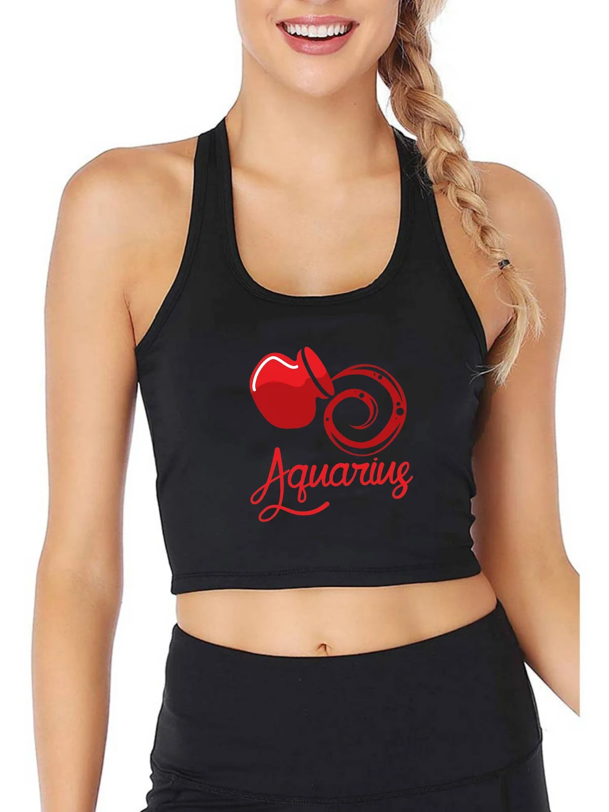 Aquarius Design Breathable Slim Fit Tank Top Women's Personalized Customization Yoga Sports Workout Crop Tops Gym Vest