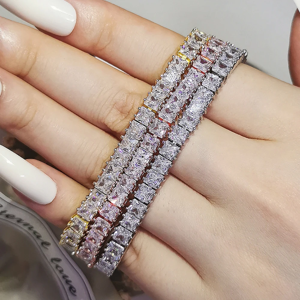 2024 New Luxury Princess Silver Color Bracelet Bangle on Hand for Women Anniversary Gift Jewelry Wholesale Moonso S5451