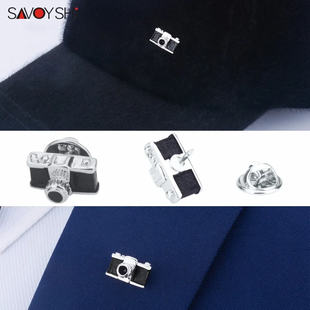 SAVOYSHI Vintage Camera Shape Men Lapel Pin Brooches Pins Fine Gift for Mens Fashion Brooches Collar Party Engagement Jewelry