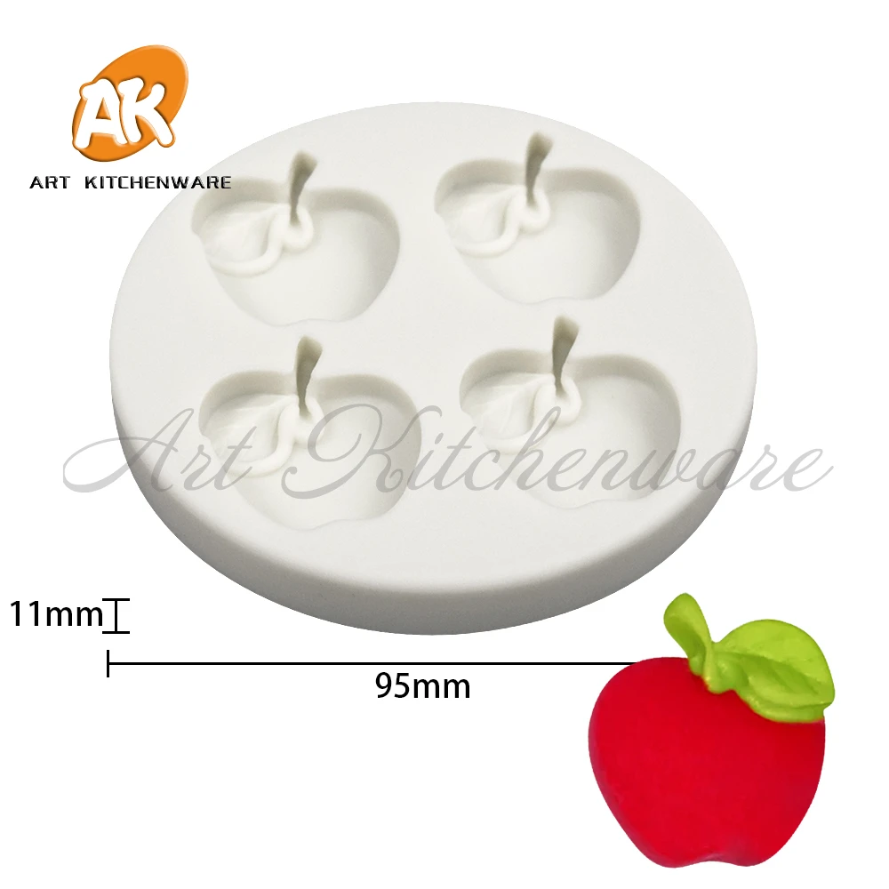 4 Holes Fruit Apple Molds Food Grade Silicone Mold Fondant Cake Tool Kitchen Baking Tool Chocolate Soap Mould