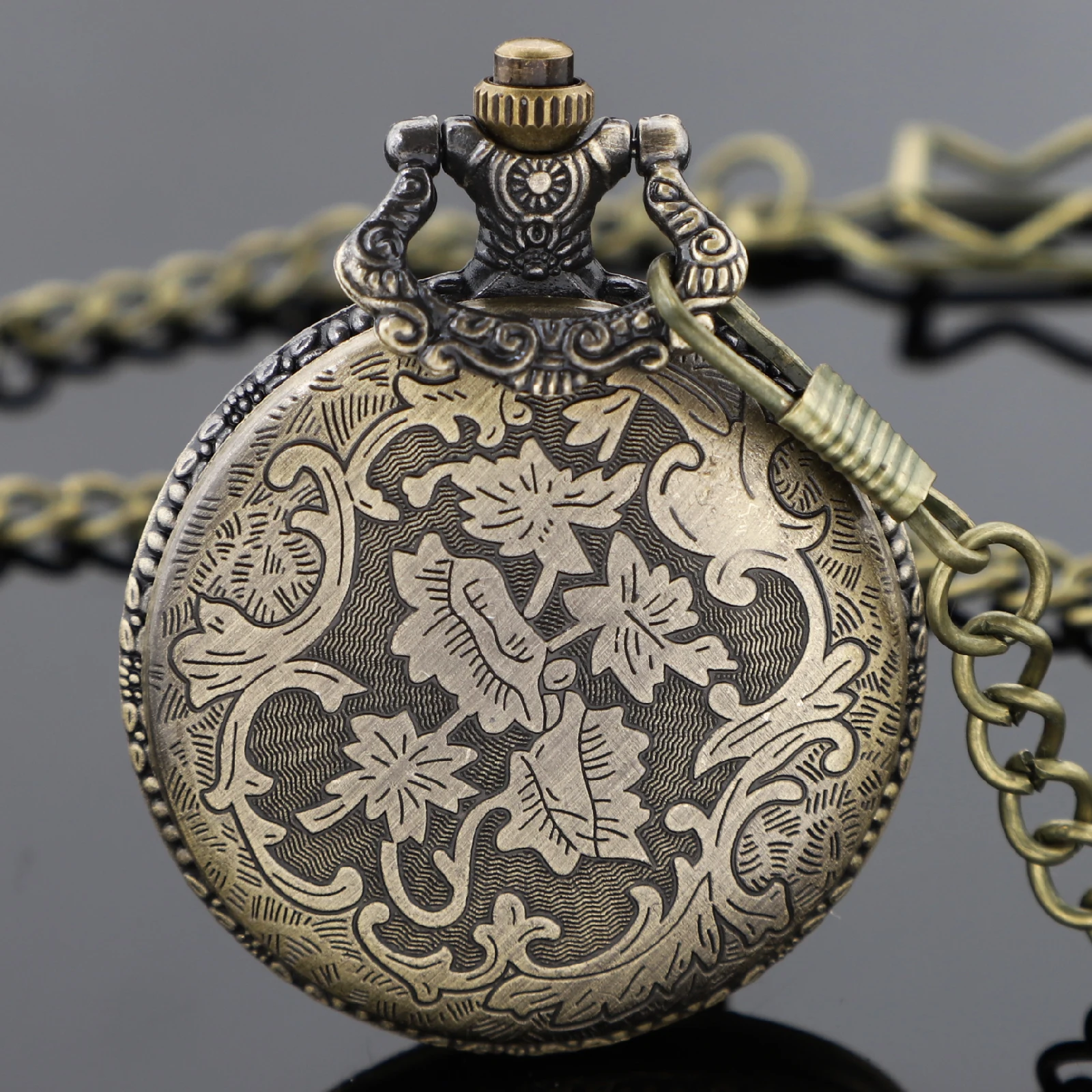 청동 고대 증기 기관차 조각 석영 주머니 시계 빈티지 남성 펜던트 Fob 체인 시계 남자 크리스마스 선물