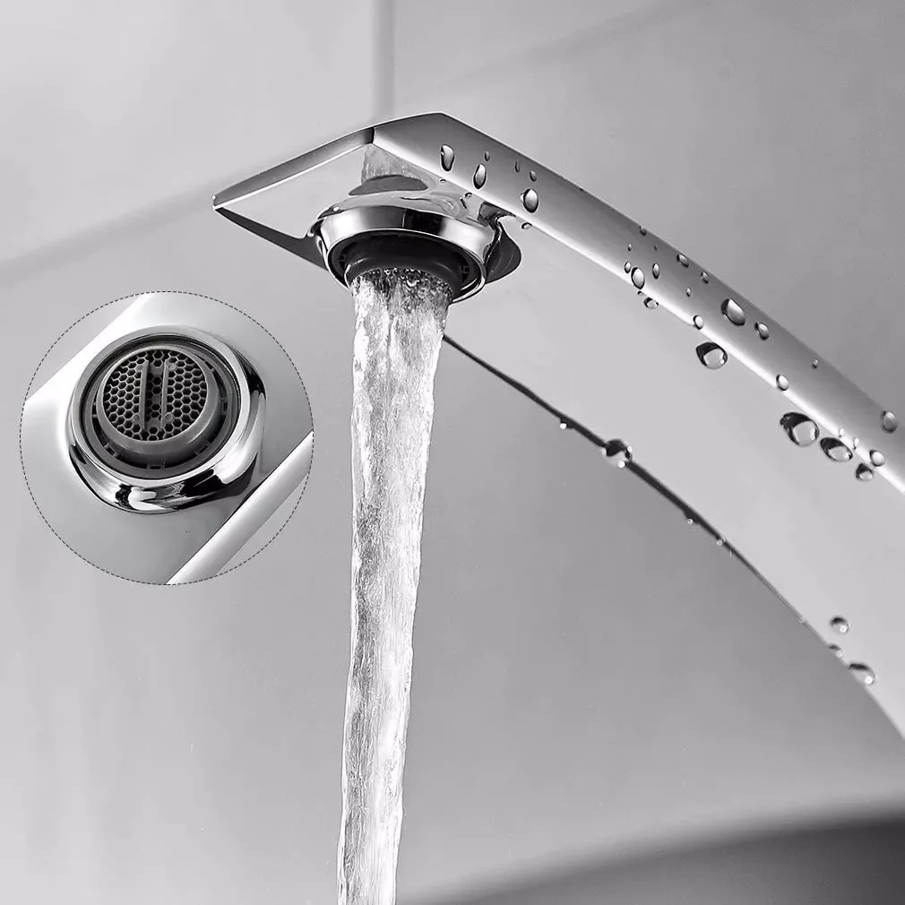Chrome Basin Faucet  Washing Basin Mixer Deck Mounted Cold and Hot Bathroom Faucet
