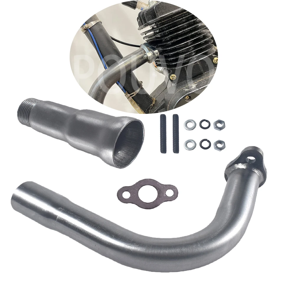 Upgradation Exhaust Muffler Pipe & Bell Mouth Exhaust Extension Pipe Gasket Nut Kit For 2 Stroke 49cc 60cc 66cc 80cc Engines