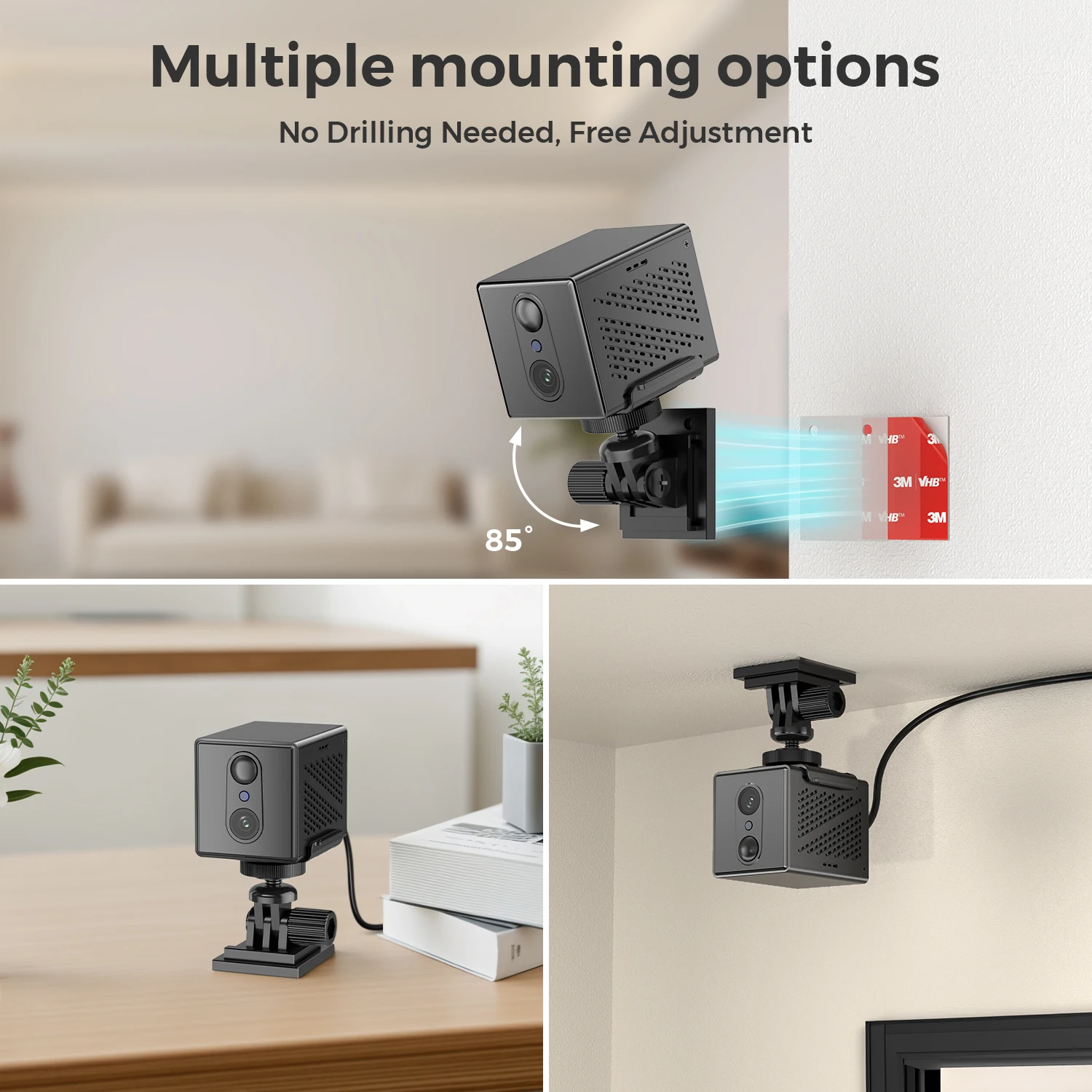 PZT-Moniteur WiFi intelligent pour bébé, 5MP, 2400mAh, 5X