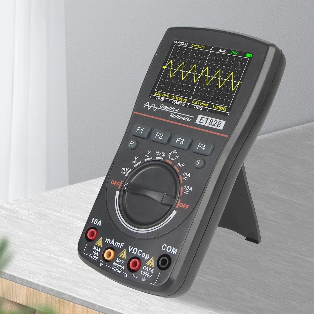 

2.5Msps Sampling Rate ET828 Digital Oscilloscope Multimeter Intelligent Graphical Oscilloscope with 1MHz Bandwidth Measure Tool