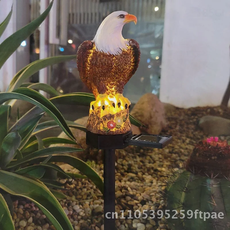 Amazon Solar Resin Eagle Ground Plug Light Outdoor Garden Lawn Decorative Landscape Ambient Light Brown And White Handcrafted