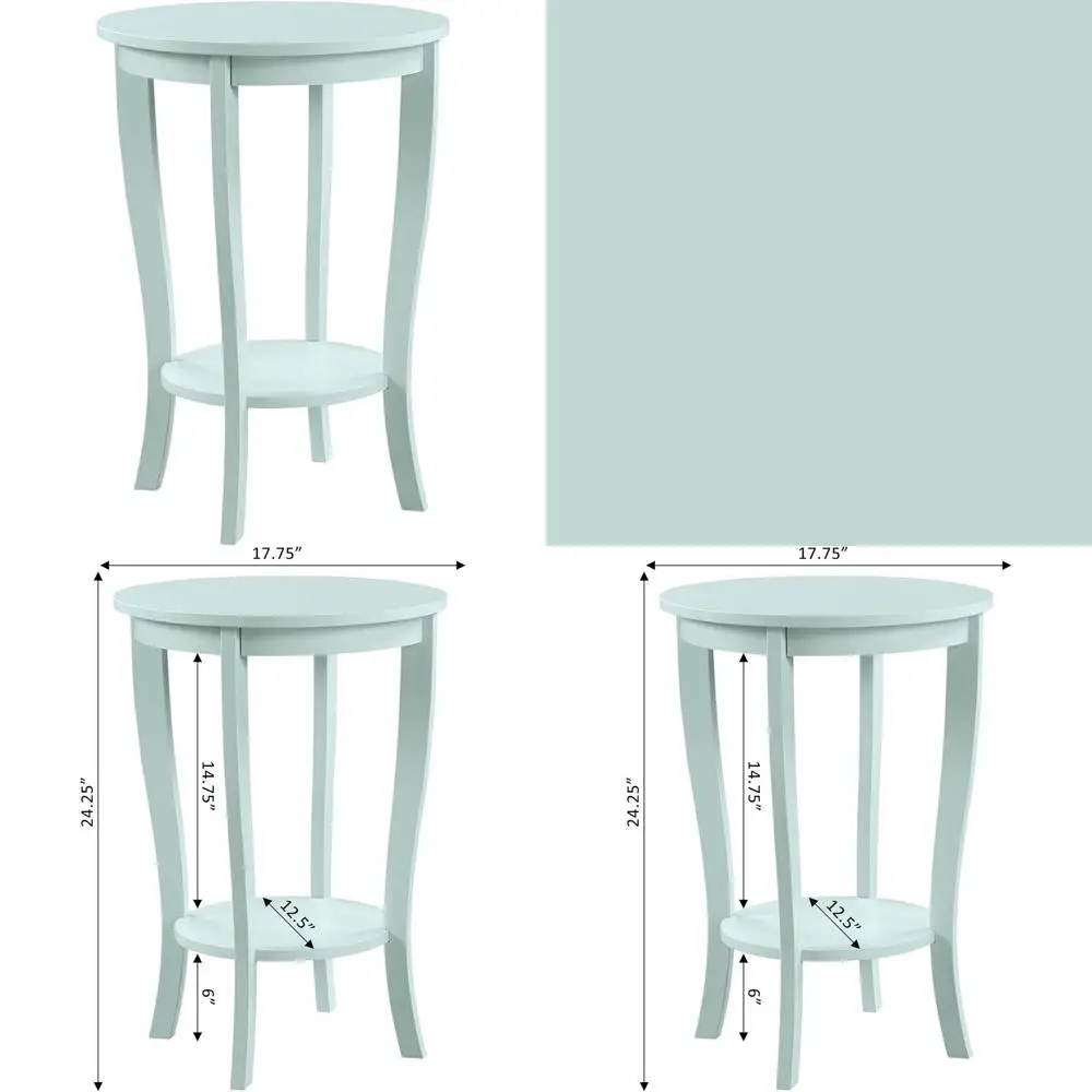 

Sea Foam Green American Heritage Style Round End Table with Storage Shelf