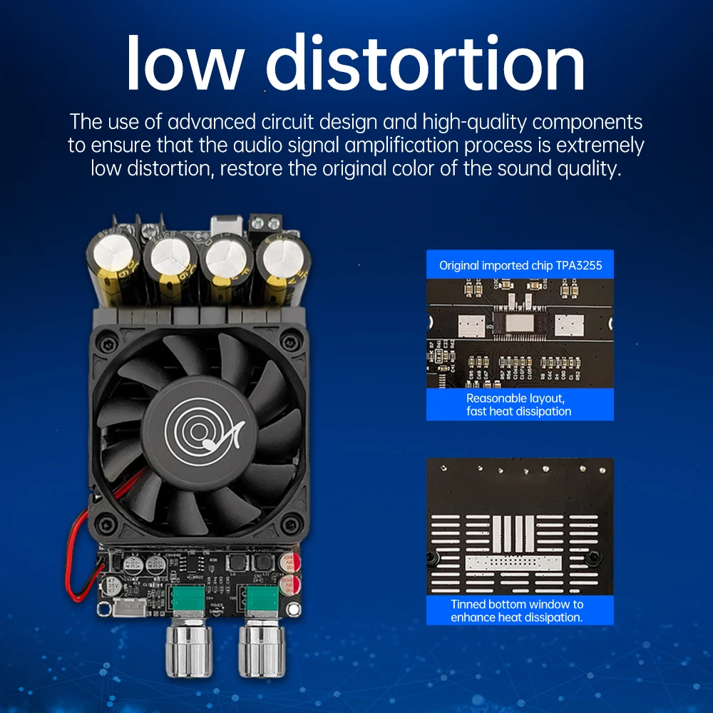 ZK-6001 TPA3225 active subwoofer pure post amplifier board low-pass filtering mono 600W frequency volume adjustment DC18-50V