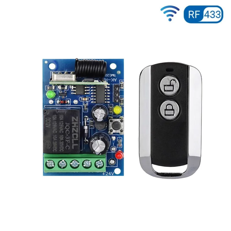 433mhz Universal DC12V  24V  10A relay  RF Wireless Remote Control switch  Receiver Transmitter Lighting/LED remot/lamp  1000m