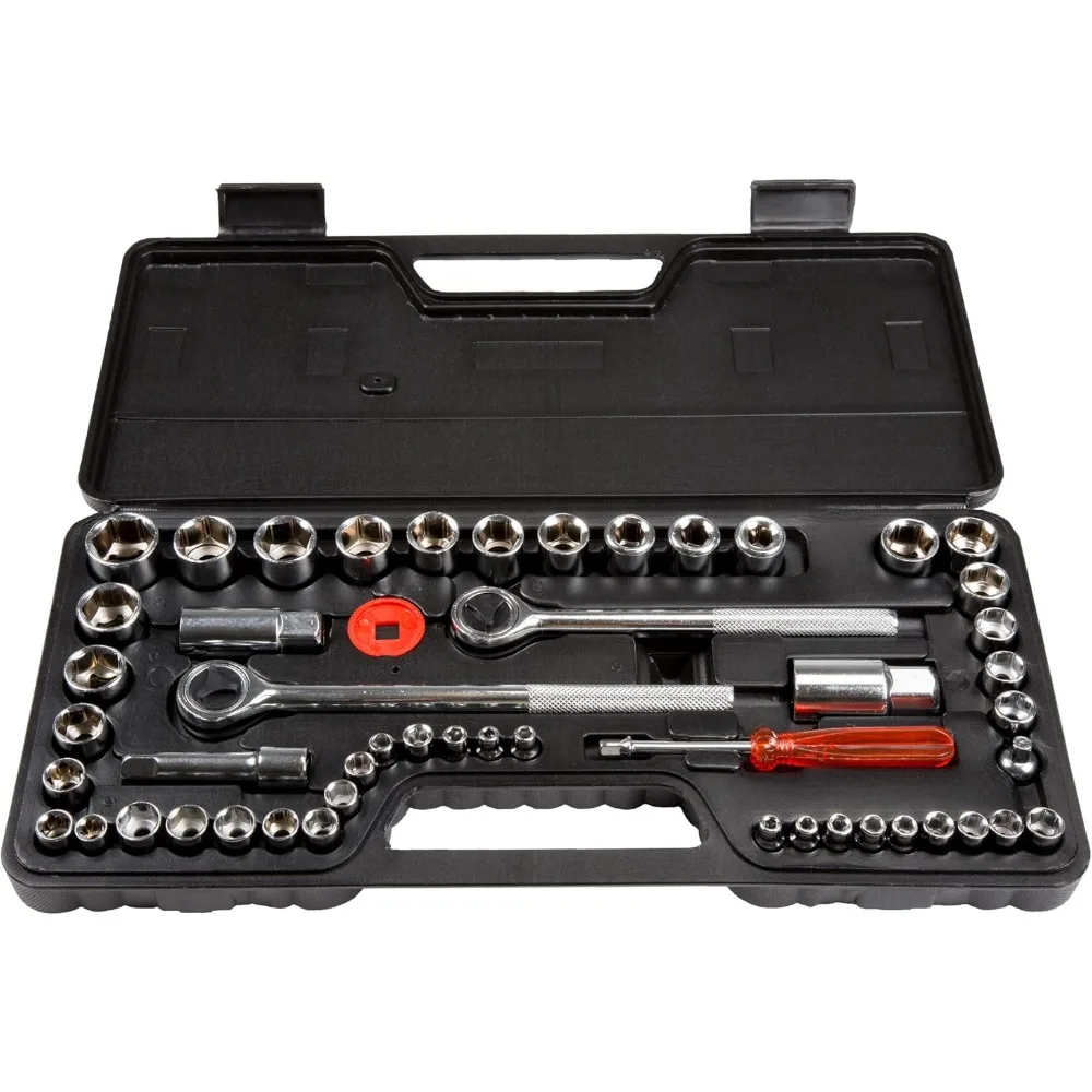 

Набор торцевых головок из 52 предметов — головки 1/4, 3/8 и 1/2 дюйма — метрические инструменты для механиков и мастеров — набор инструментов