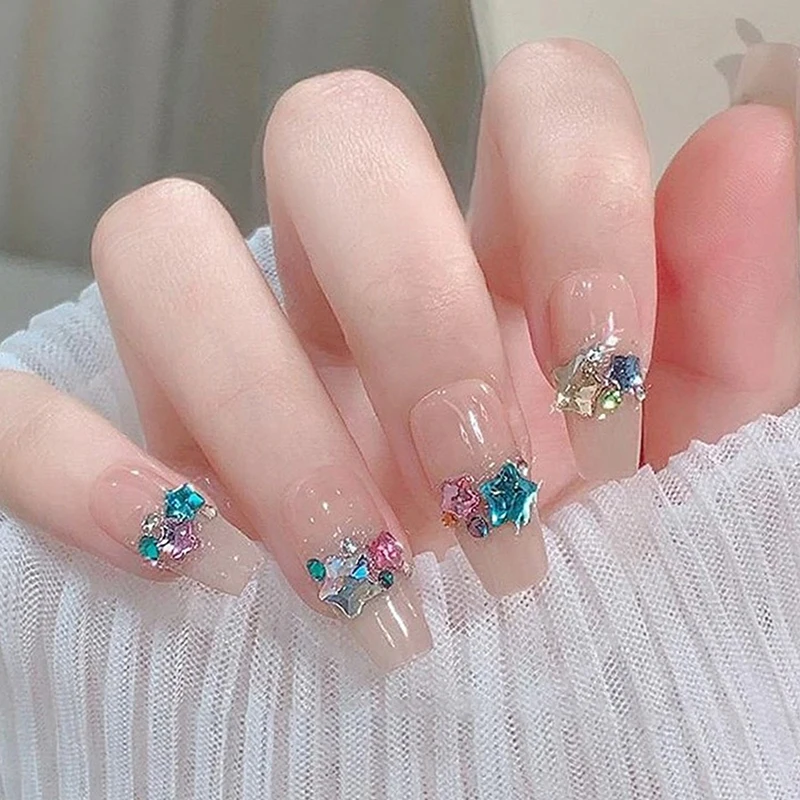 50 Stück Sternförmige 4/6MM Glitzernde Flache Acryl-Kristalle Mini Nagelkunst-Strass Farbige 3D DIY Maniküre-Dekorationen Diamanten – Detail 10