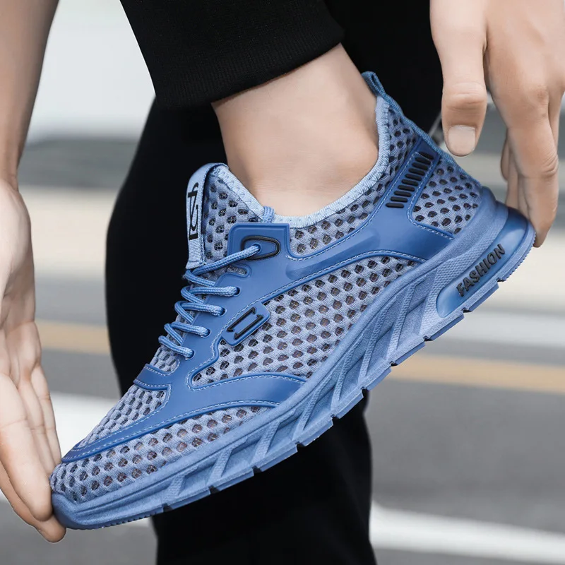 

Luxury Men's Casual Shoes 2025 Summer Ice Silk Mesh Breathable Sports Shoes Lightweight Soft Rubber Running Shoes Men's Sneakers