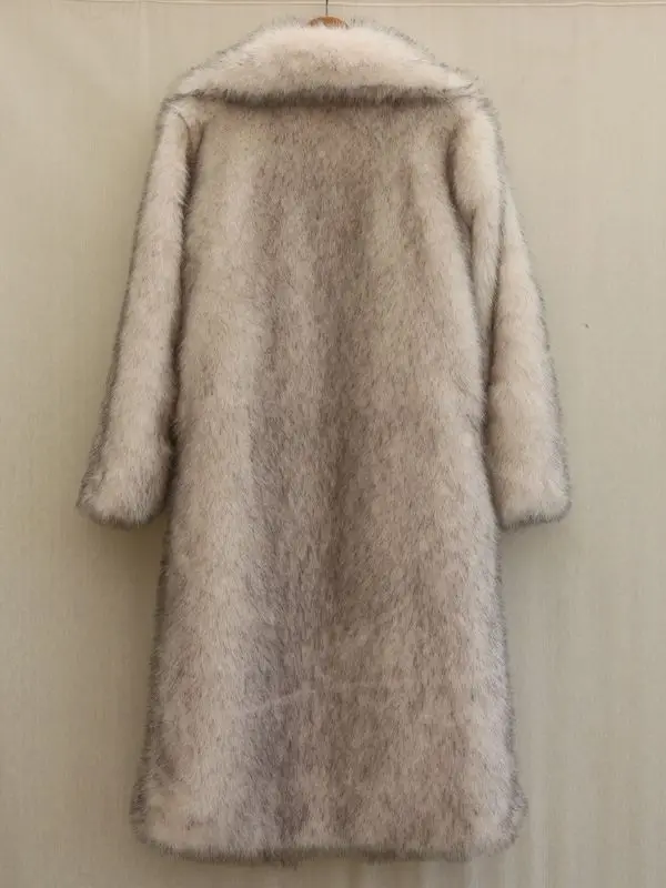 Luxury Long Faux Fur Coat Women Winter 2024 Fluffy Gradient Fluffy Fox Fur Jacket Female Long Trench Coat Plush Furry Overcoat