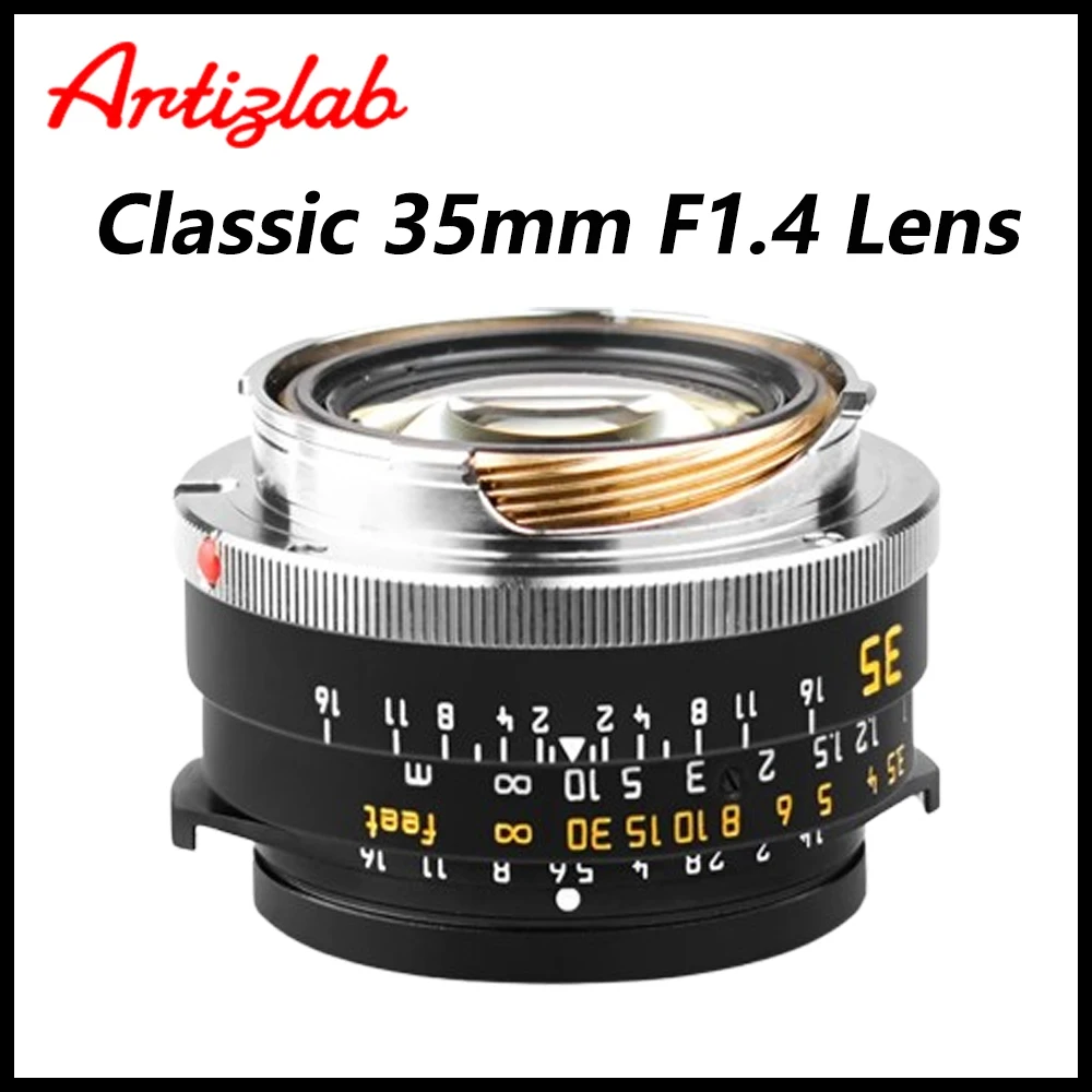 

Artizlab Classic 35 мм F1.4 объектив камеры полнокадровый большой диафрагмы с фиксированным фокусом и ручной фокусировкой для камер Leica M7 M8 M9 M-mount
