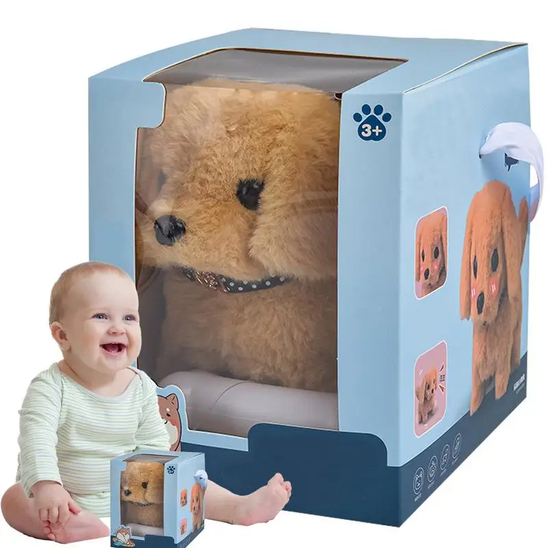 Realistische pluche simulatie slimme hond kinderen speelgoed kan lopen en bellen elektrische pluche robot hond peuter speelgoed