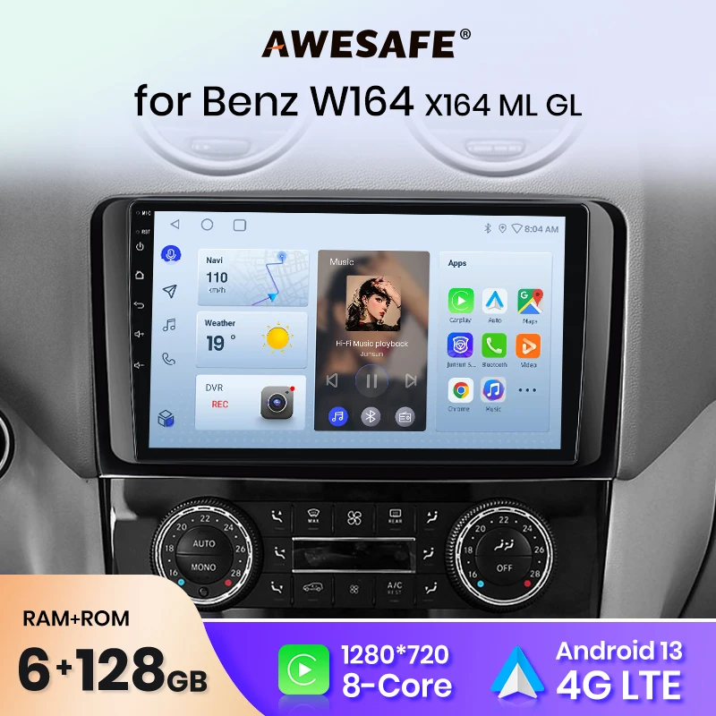 AWESAFE PX9 Plus Car Radio For Mercedes Benz M-Class W164 GL-Class X164 ML GL wireless CarPlay Android Auto No 2 din 2din DVD