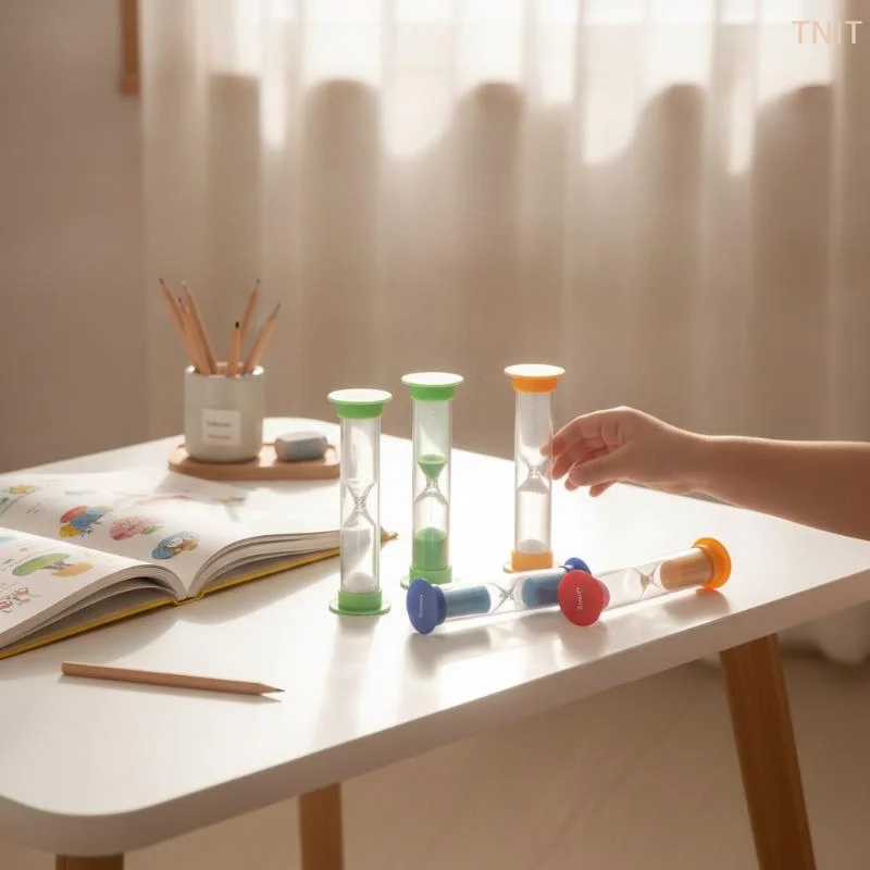 [J] 6Pcs Mini Plastic Sand Timer Colorful Sand Clock Different Time Setting For Kids Classroom Kitchen Game Time Management Use