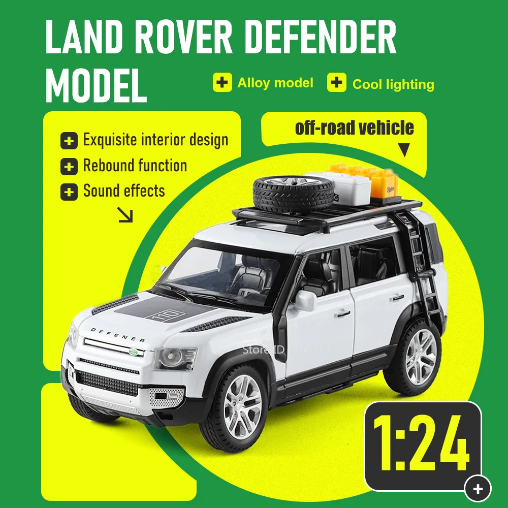 

1:24 Land Rover Defender 110 Tacoma Alloy Off-road Vehicle Model Diecast Toy Car Doors Opened Pull Back Models Kid Festival Gift