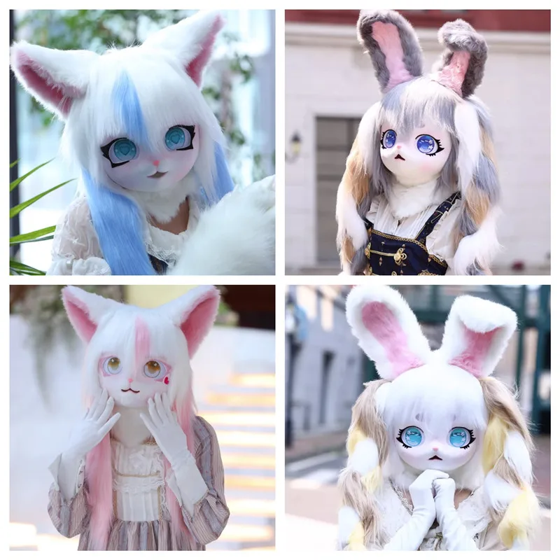 

Lovely Fursuit Cosplay Headset Furry Paw Head Base Comiket Furry Kig Kigurumi Animal Cat Rabbit Doll Beast Mask Costume Props