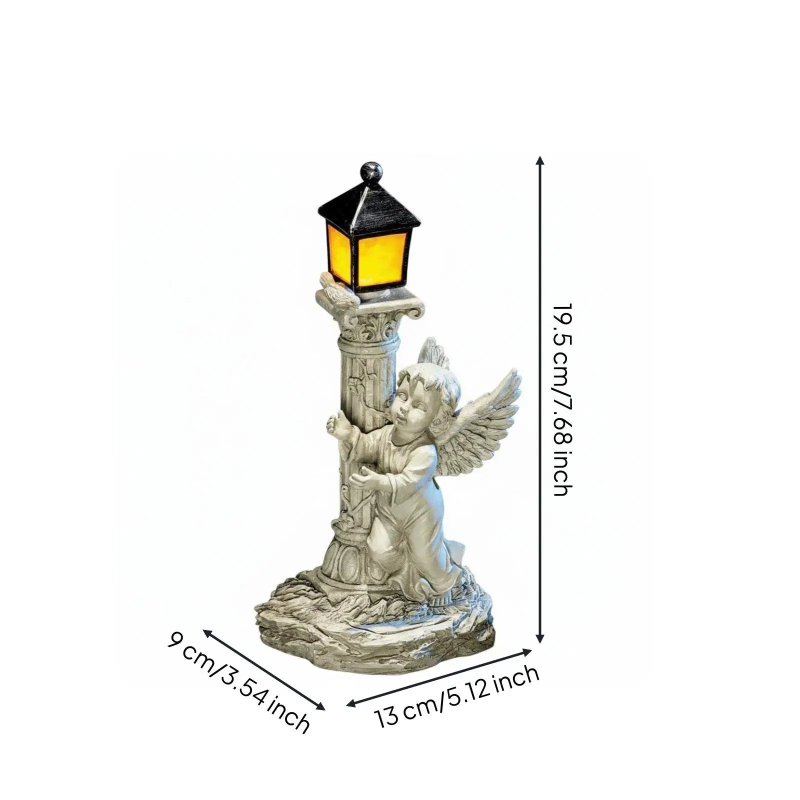 Roman Pillar Angel Statue Automatic Dusk to Dawn Lighting for Patio