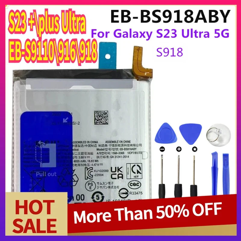 

EB-BS918ABY 4855mAh/5000mAh New High Quality Phone Battery For Samsung Galaxy S23 Ultra 5G S918 Replacement Batteries