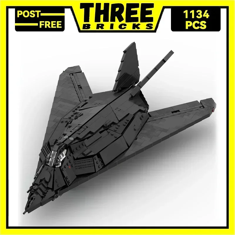 Moc Building Bricks Military Aircraft Model F-117 Nighthawk Fighter Technology Blocks Gifts Christmas Toys DIY Sets Assembly