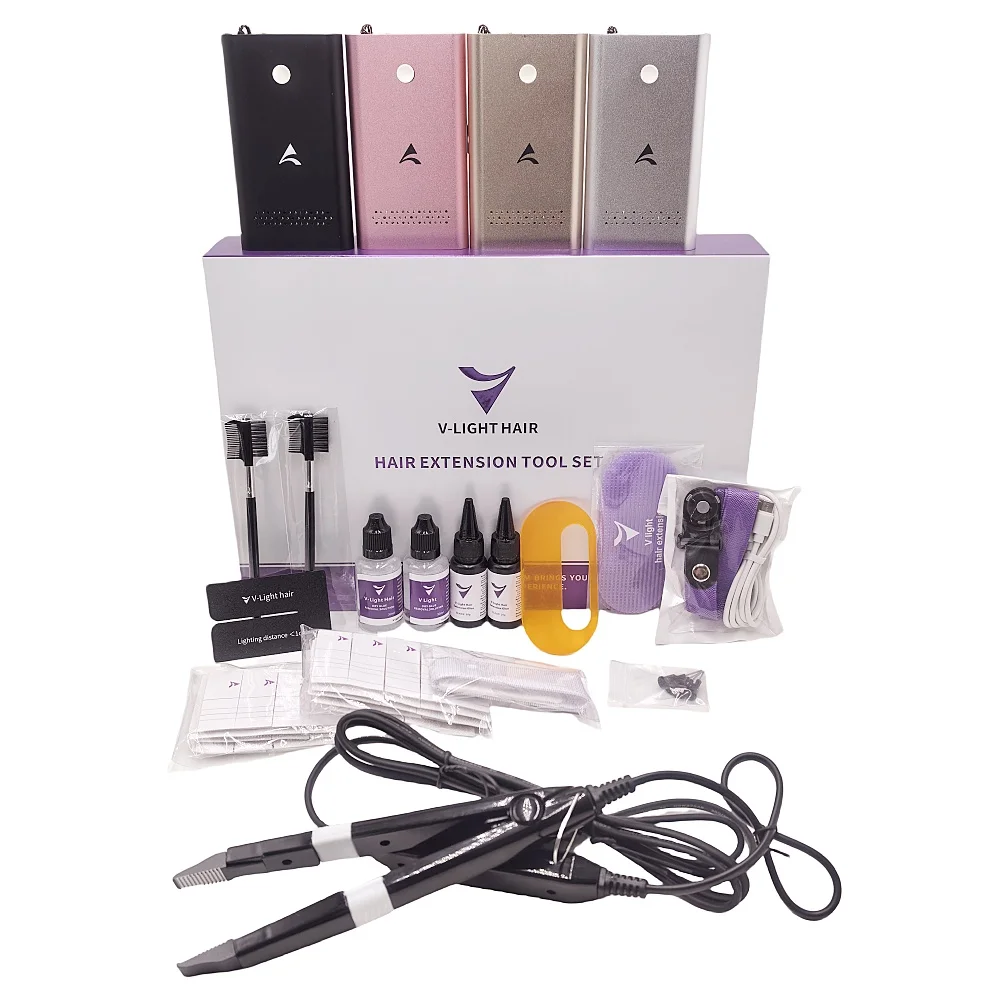 Macchina per l'estensione dei capelli con tecnologia V-Light Kit di strumenti per l'estensione dei capelli bianchi con colla per l'estensione dei capelli a V light