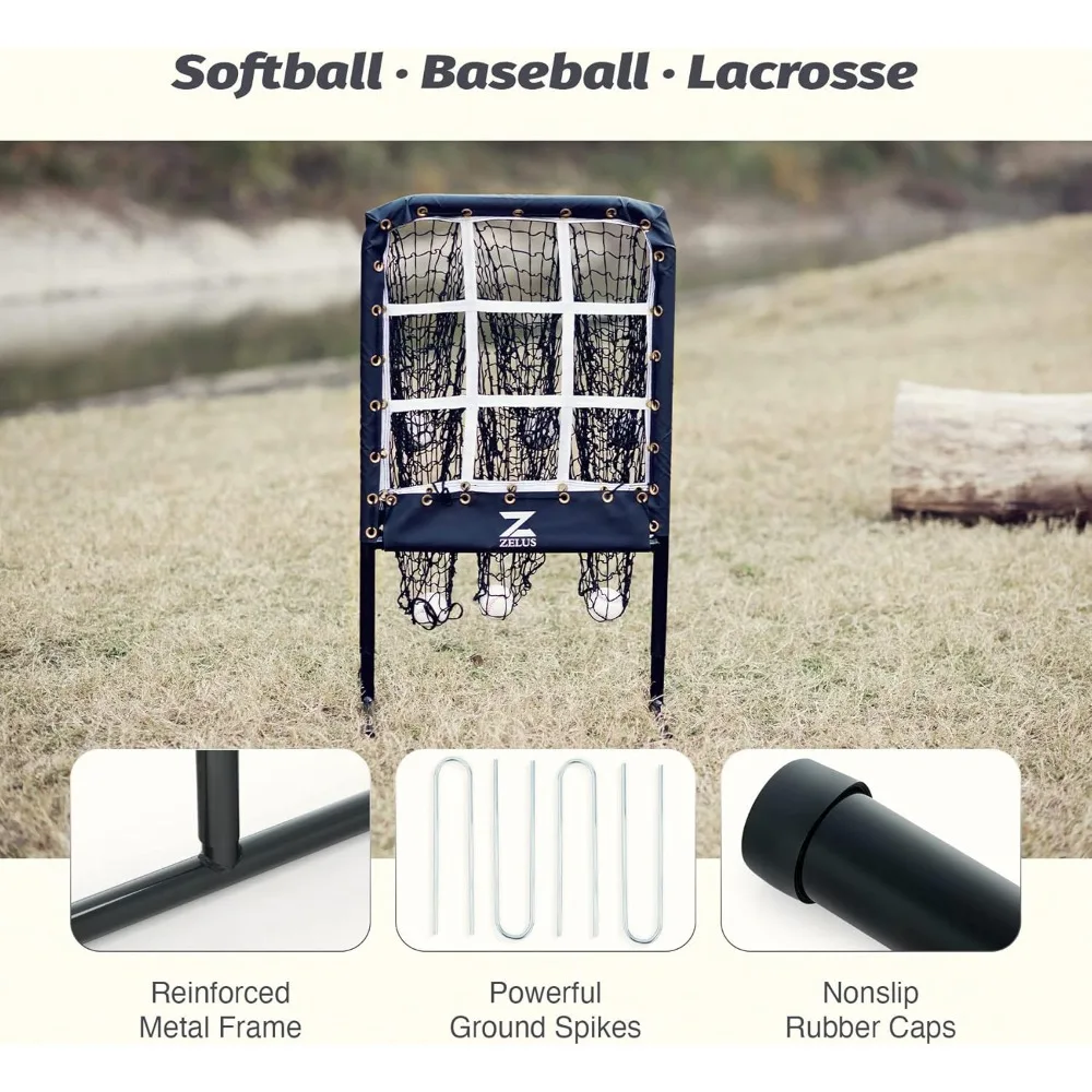 Baseballnetz mit Zieltaschen, Pitching-Netz mit Schlagzone, tragbares Pitcher-Trainer-Netz