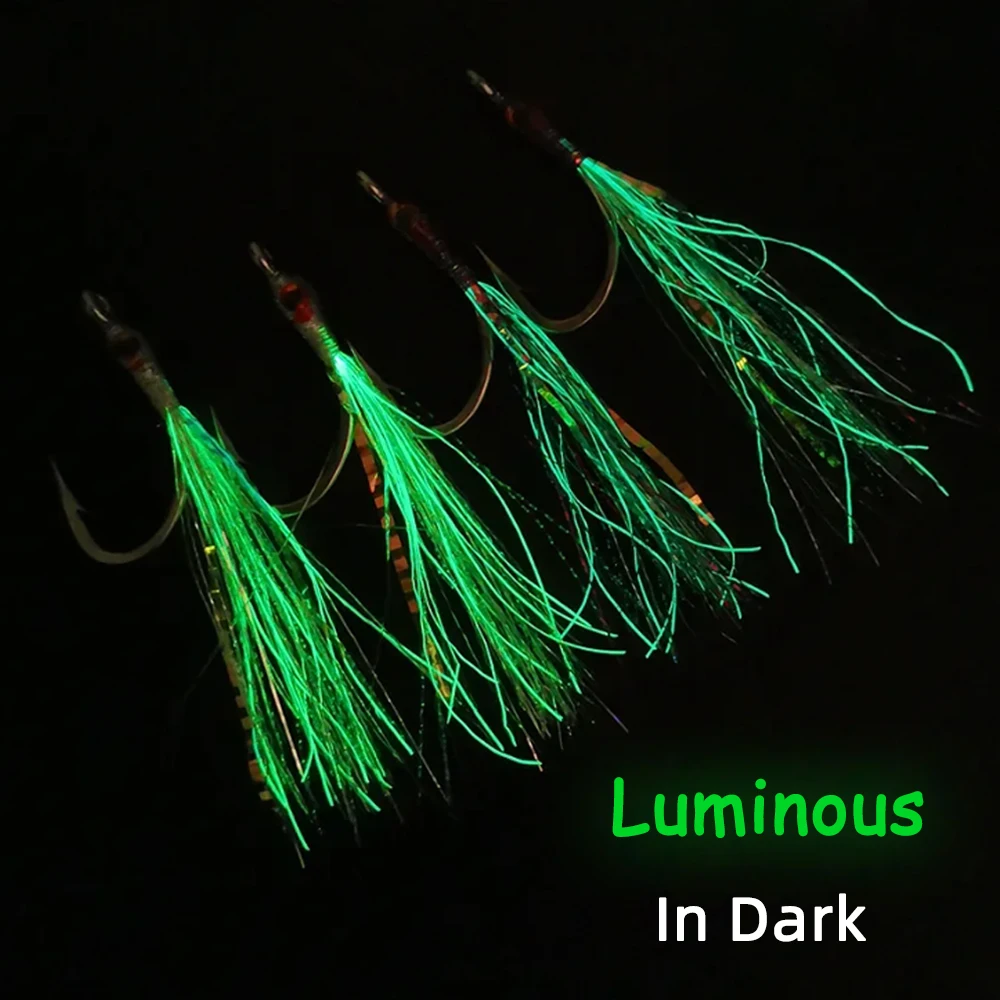 3 Stück 6 Stück # 4/0 Edelstahl-Haken Fliegenfischen Minnow-Köder Epoxidkopf 3D-Augen Leuchtender Glitzer Salzwasser-Angelköder – Detail 5