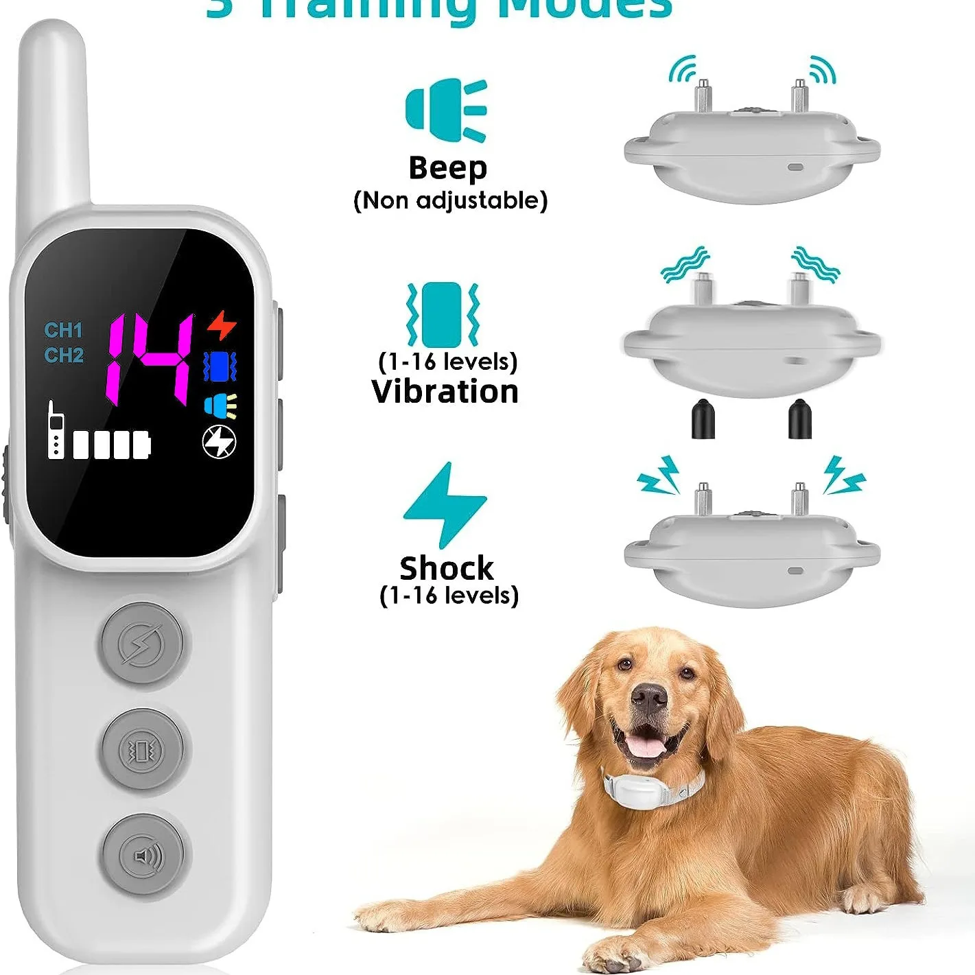 

Color screen dog training device bark stopper Dog Training Collar with Remote 1000Ft, Electric Dog Shock Collar (5-110lbs)