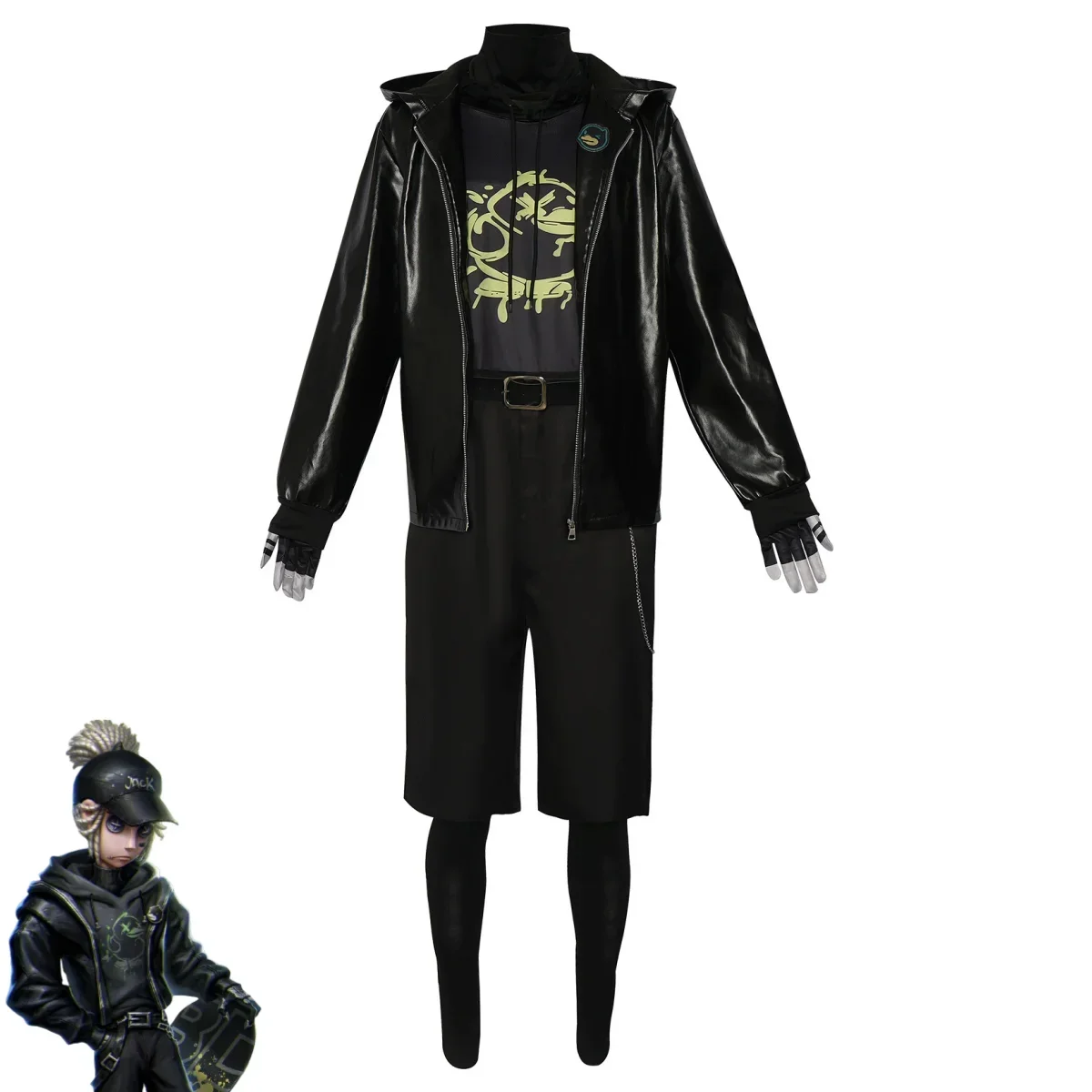 Costume de jeu Naib Subedar Mercsuppcosplay pour homme, manteau en PU à capuche noir, perruque de vêtements de sport, fête d'Halloween, B.Duck