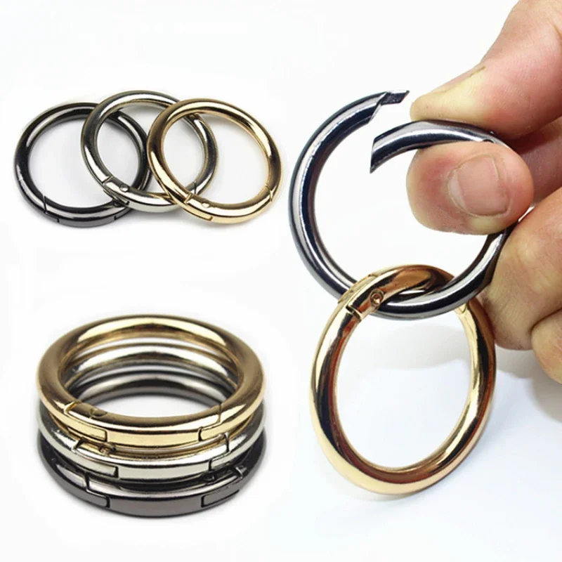 10/50pcs โลหะ O แหวนฤดูใบไม้ผลิ Clasps สําหรับ DIY เครื่องประดับเปิดรอบ Carabiner พวงกุญแจกระเป๋าคลิปตะขอสุนัขหัวเข็มขัด CONNECTOR