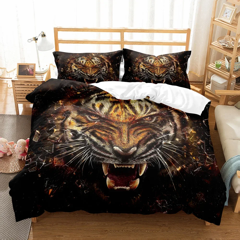 Animal White Tiger Bedding Set Scenery Comforter 3D Print Luxury Duvet Cover Set Home Textile Decor Full Queen King Single Size