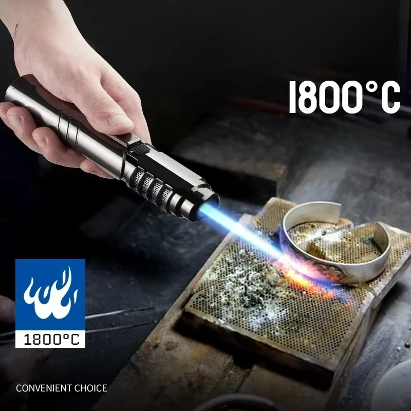 

New High Temperature Direct Injection Gun Inflatable Windproof Blue Flame Lighter Kitchen 1800°C Outdoor Barbecue Ignition Gun