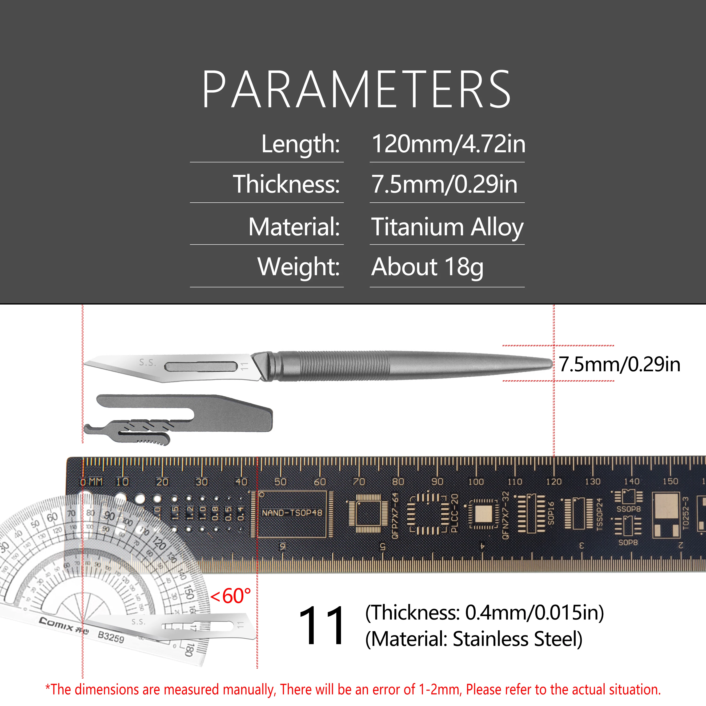 Titanium Alloy Scalpel Medical Surgical Knife EDC Outdoor Unpacking Pocket Knife With 10pcs Replaceable Blades