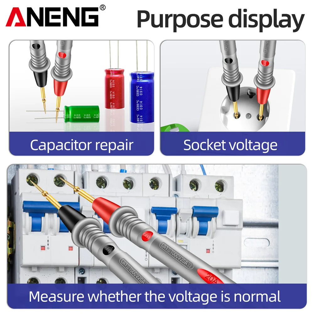 PT1031 20A 금도금 특수 팁 범용 디지털 멀티미터 테스터 1000V 고무 와이어 지연 금박 날카로운 바늘 프로브