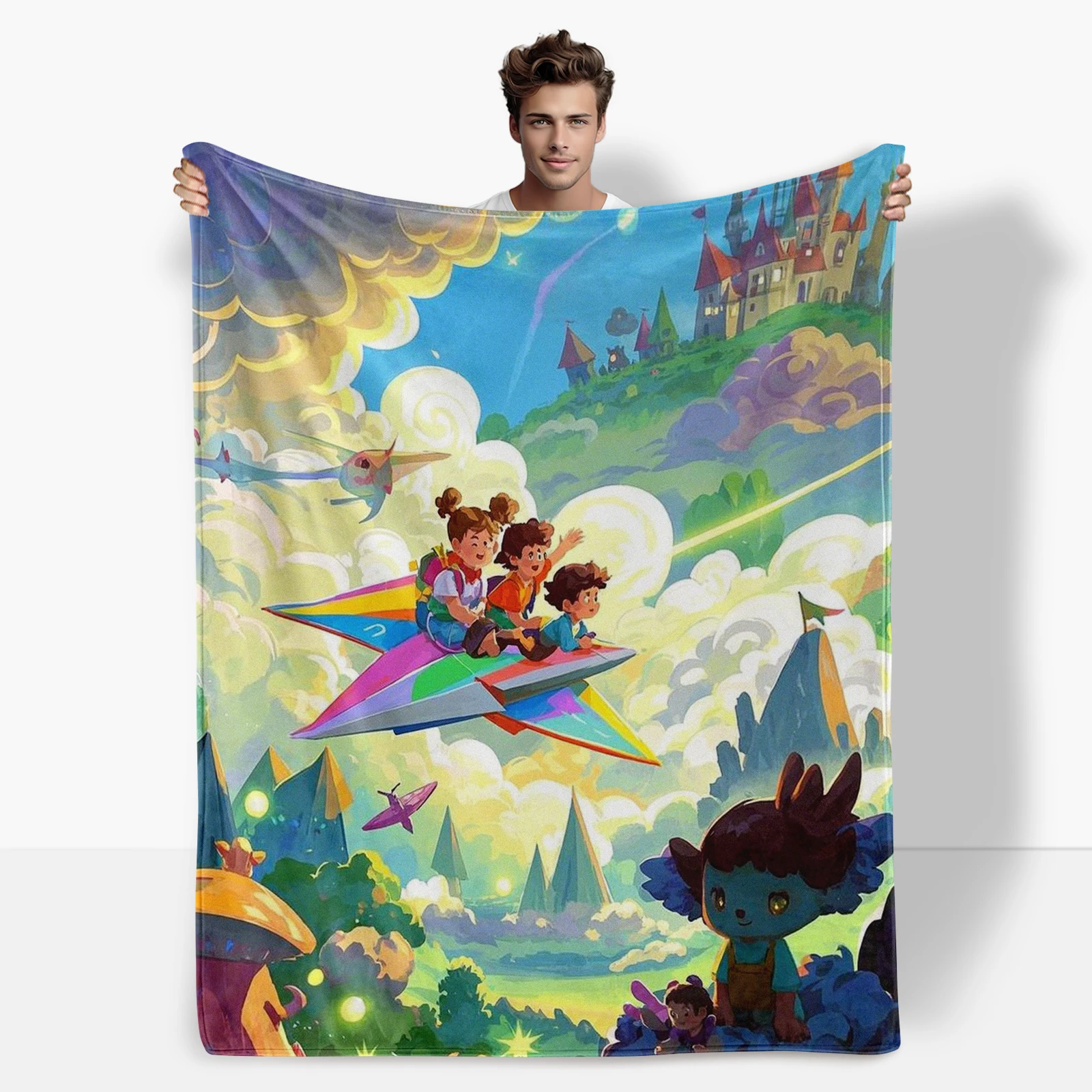 

Cartoon Fantasy Adventure Combined With Paper Airplanes This Blanket Inspires Dreams For Young Explorers