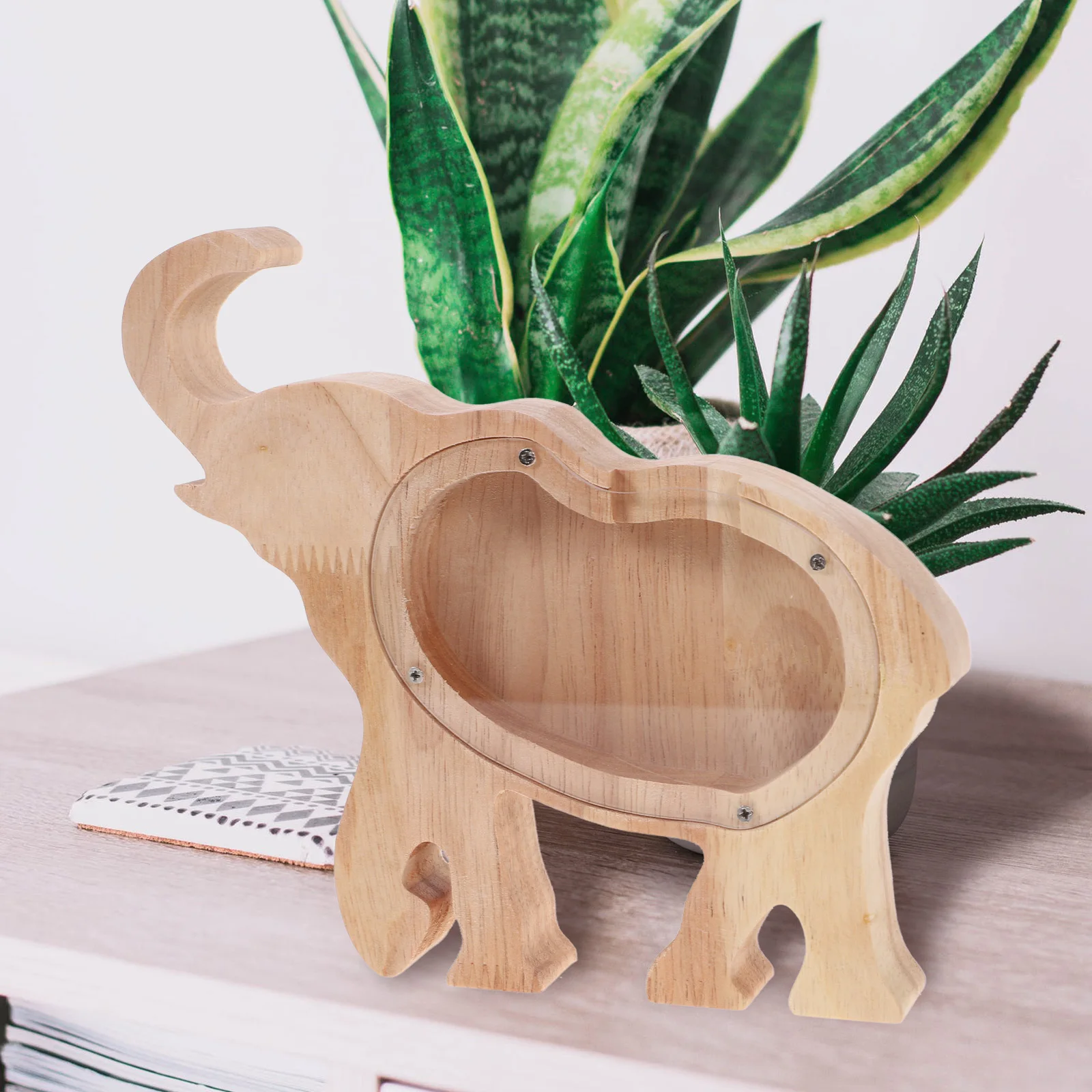 

Elephant Money Bank Wooden Piggy Bank for Kids Adults Decorative Animal Coin Box Savings Jar Home Office Storage