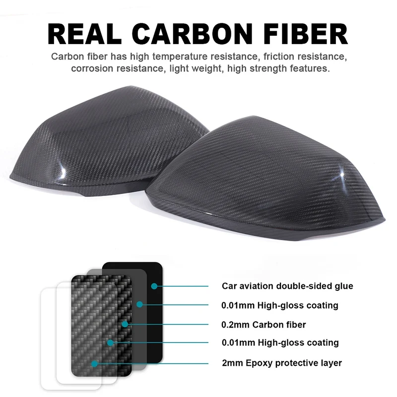 

Real Carbon Fiber For Lamborghini Urus Audi Q8 SQ8 RSQ8 RearView Mirror Cover With Lane Assit & W/O Lane assit 2018-2021 Add on